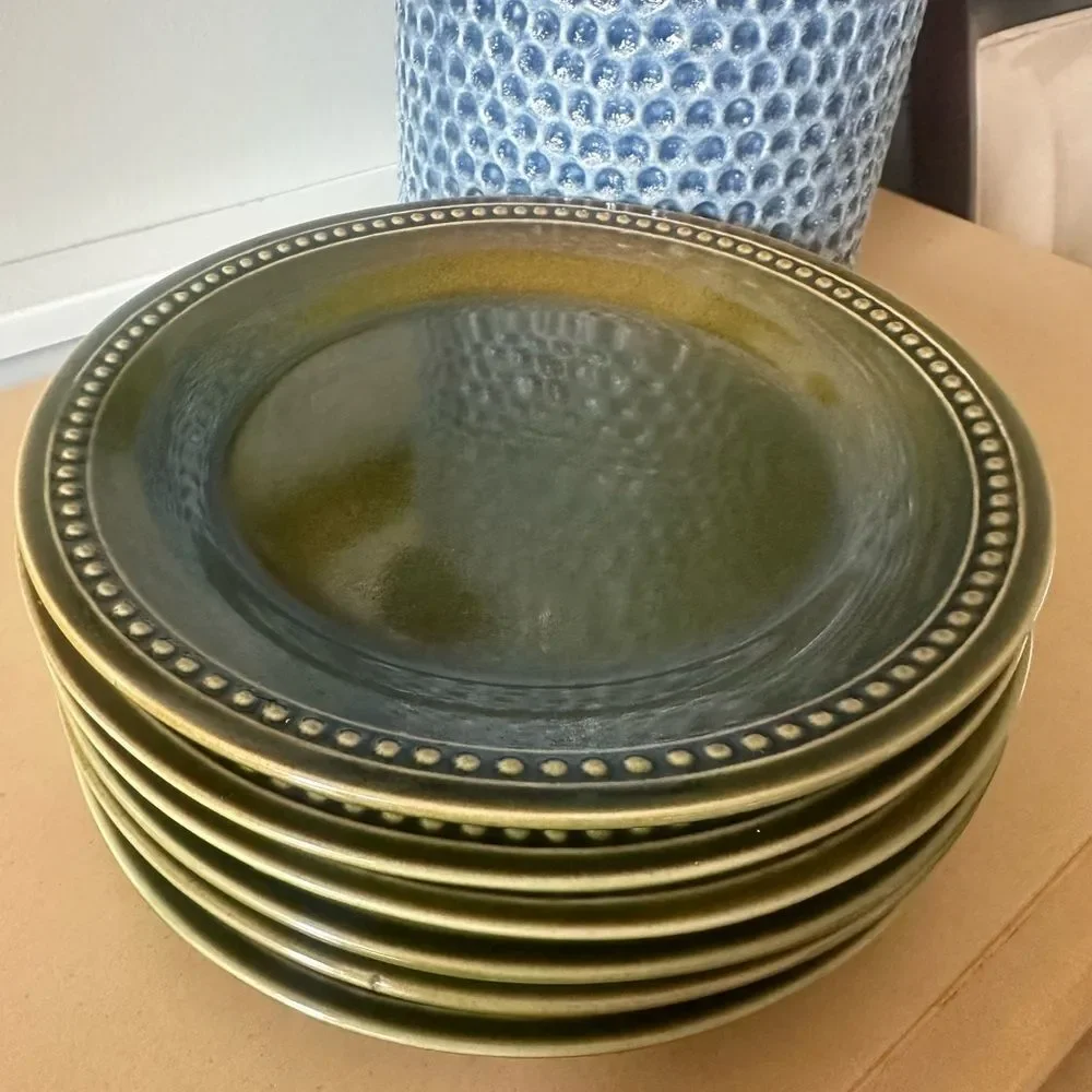 Pier 1 Clove (6) Stoneware Saucer Plates 8.5”